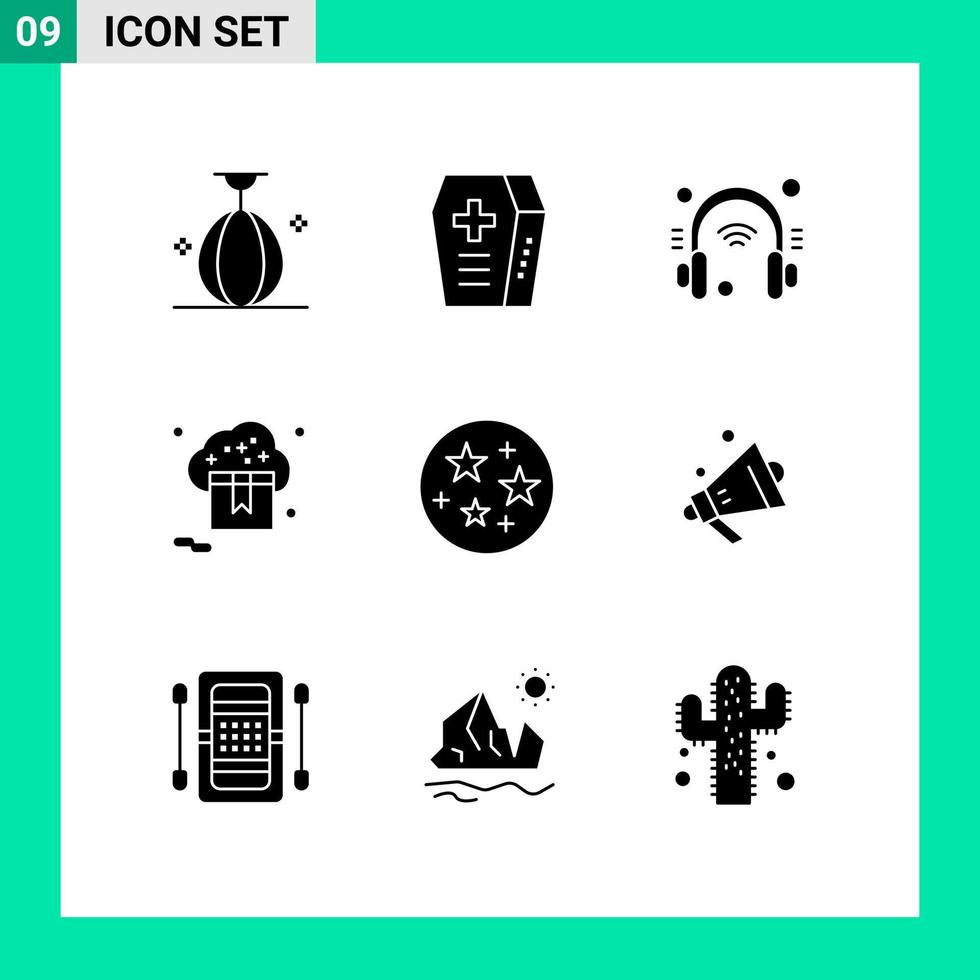 Modern Set of 9 Solid Glyphs and symbols such as science store headphone shop cloud Editable Vector Design Elements