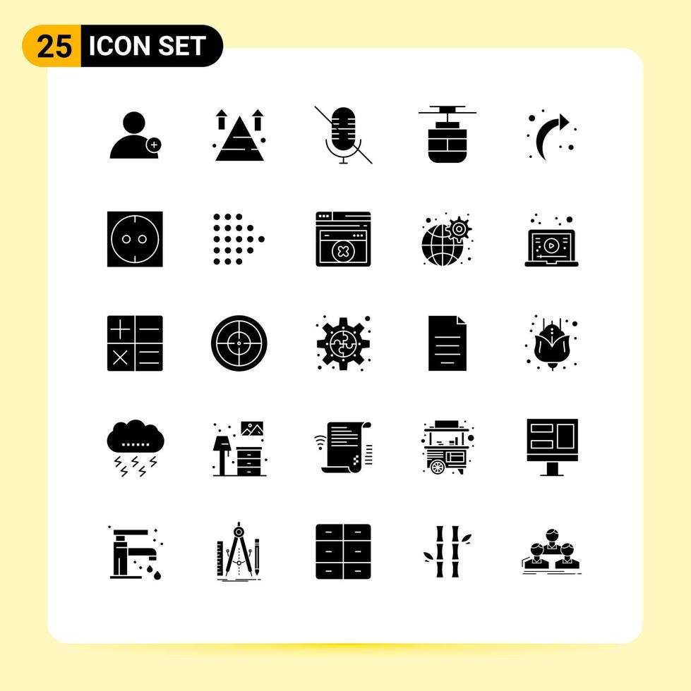 paquete de 25 moderno sólido glifos señales y símbolos para web impresión medios de comunicación tal como actualizar flecha mic vehículos transporte editable vector diseño elementos