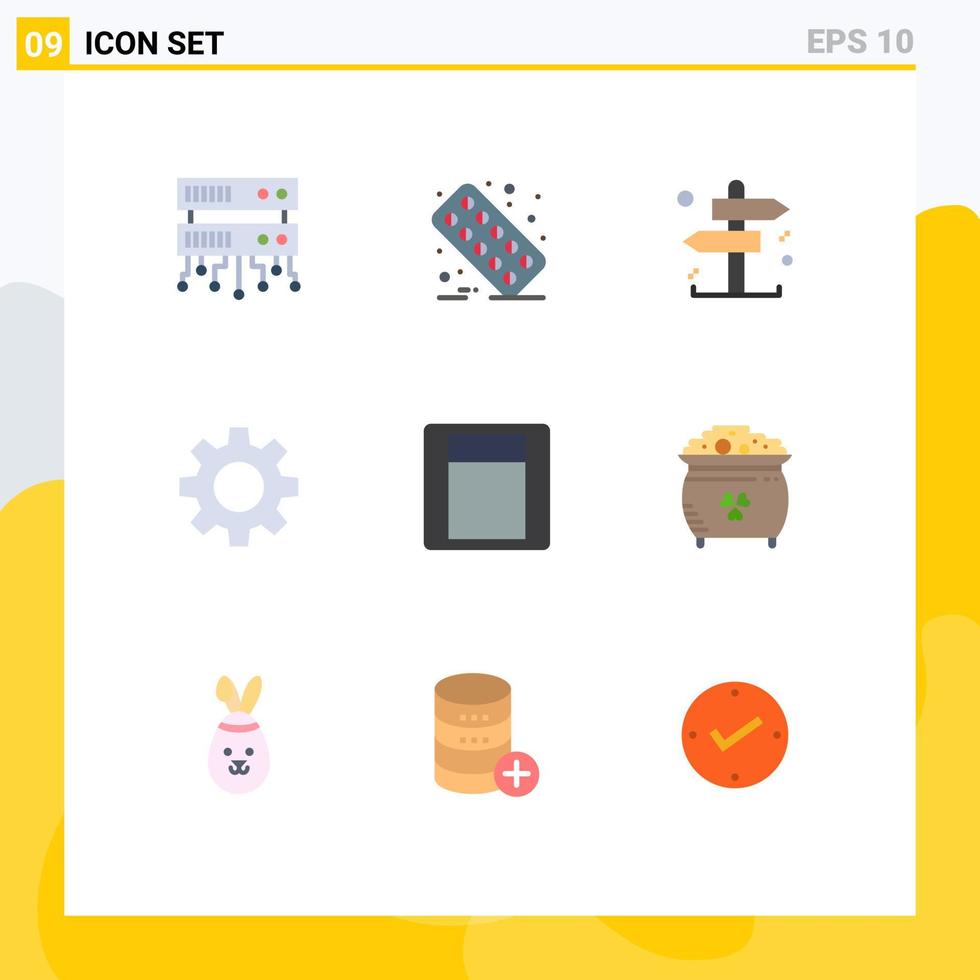 Set of 9 Modern UI Icons Symbols Signs for coin toggle decision switch gear Editable Vector Design Elements