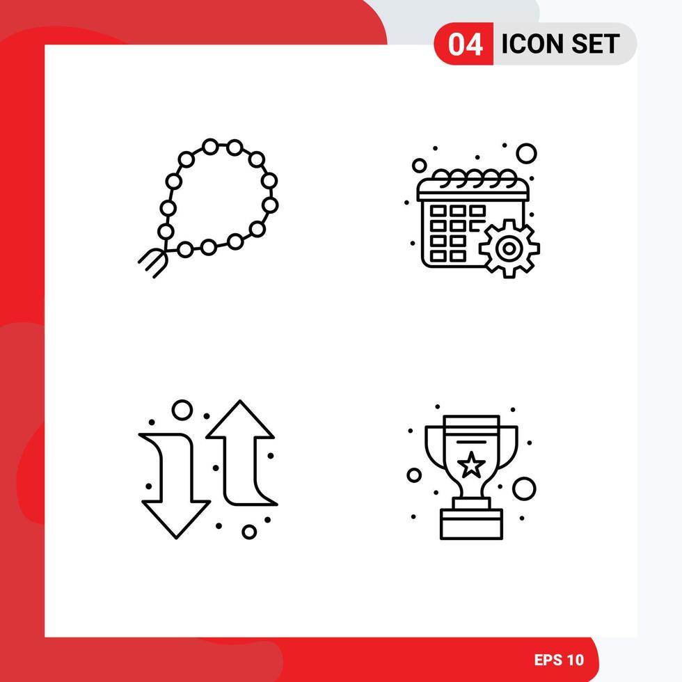 Universal Icon Symbols Group of 4 Modern Filledline Flat Colors of misbaha arrow islam gear right Editable Vector Design Elements