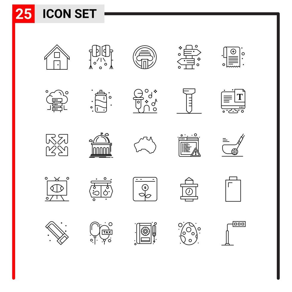 Universal Icon Symbols Group of 25 Modern Lines of summer campfire studio lightning board typewriter Editable Vector Design Elements