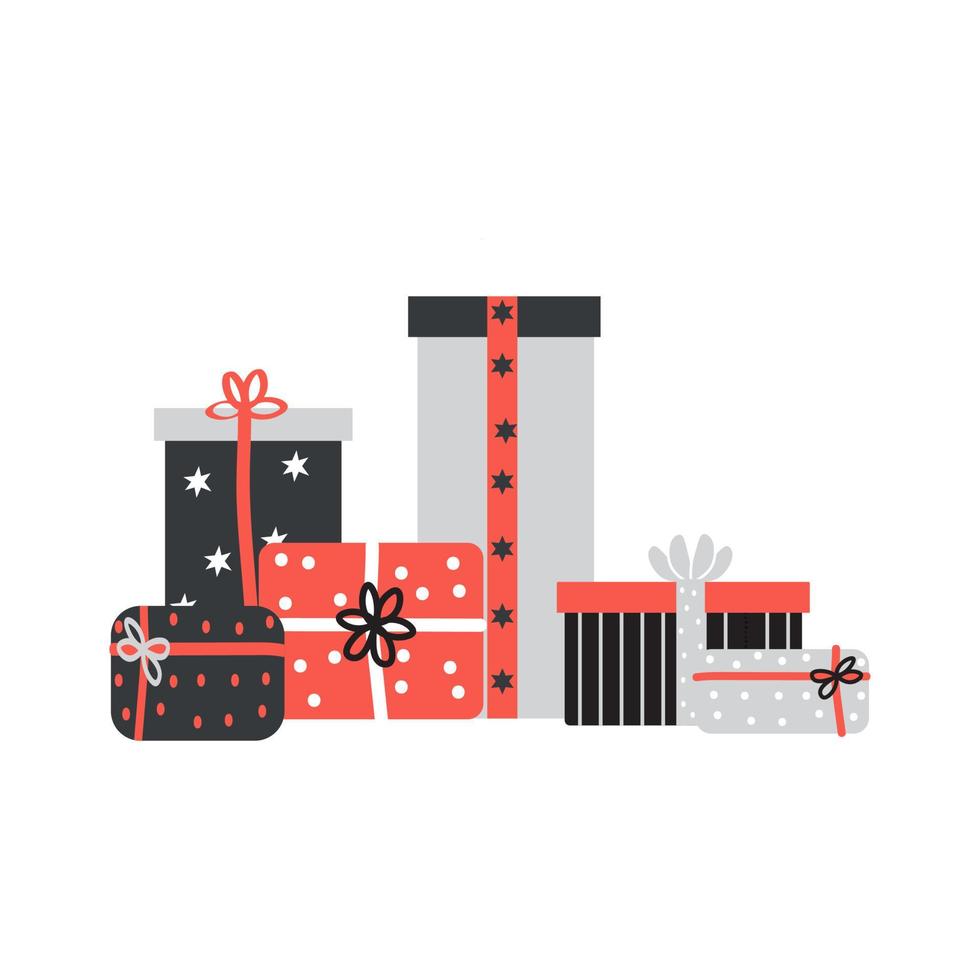 Big pile of wrapped gifts vector