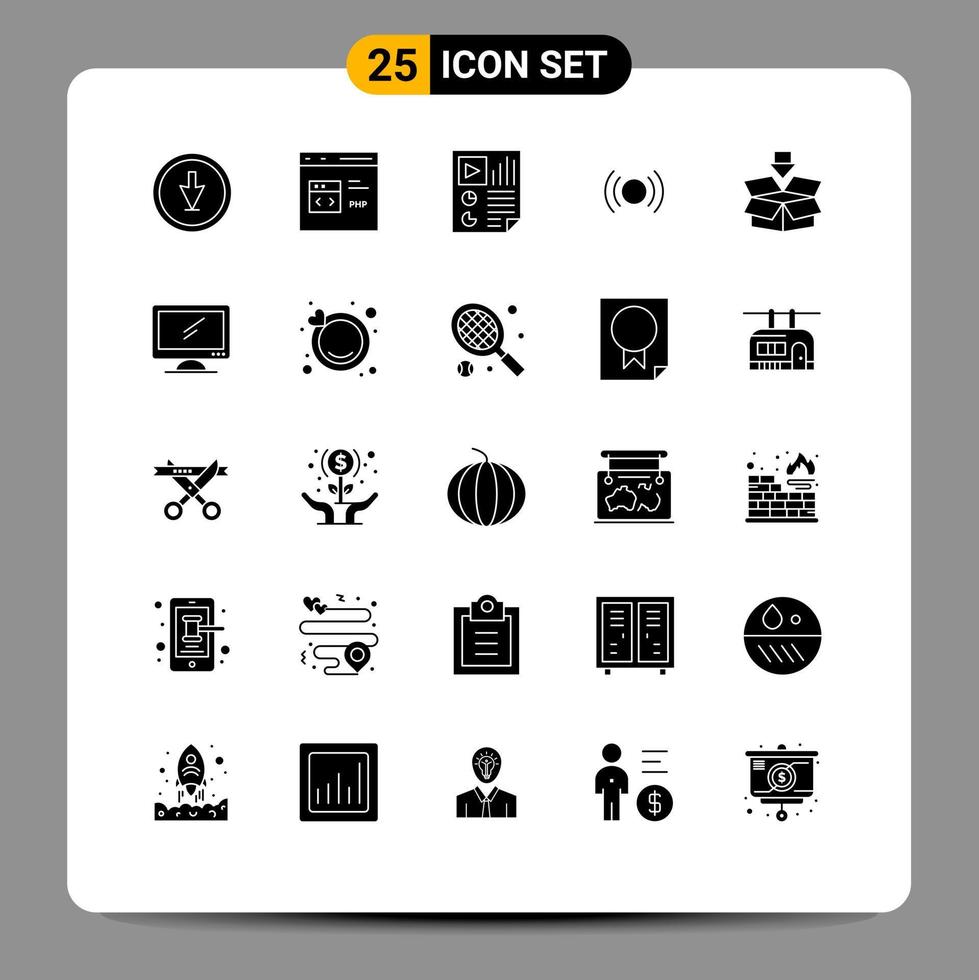 conjunto de 25 moderno ui íconos símbolos señales para señal básico desarrollo vídeo página editable vector diseño elementos