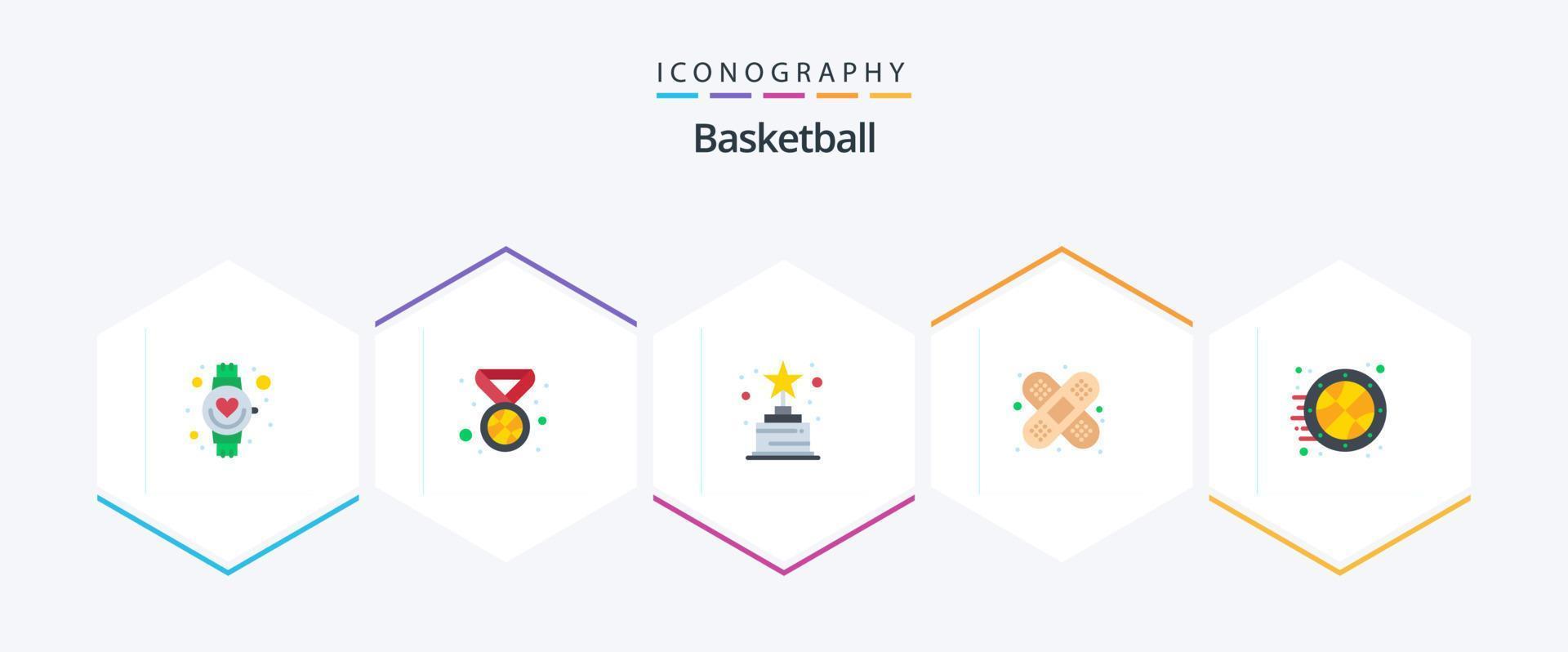 Basketball 25 Flat icon pack including . sports. award. game. injury vector