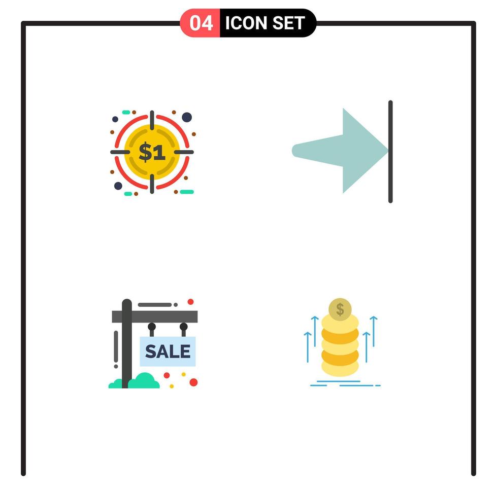 4 User Interface Flat Icon Pack of modern Signs and Symbols of discount sale target finish season Editable Vector Design Elements