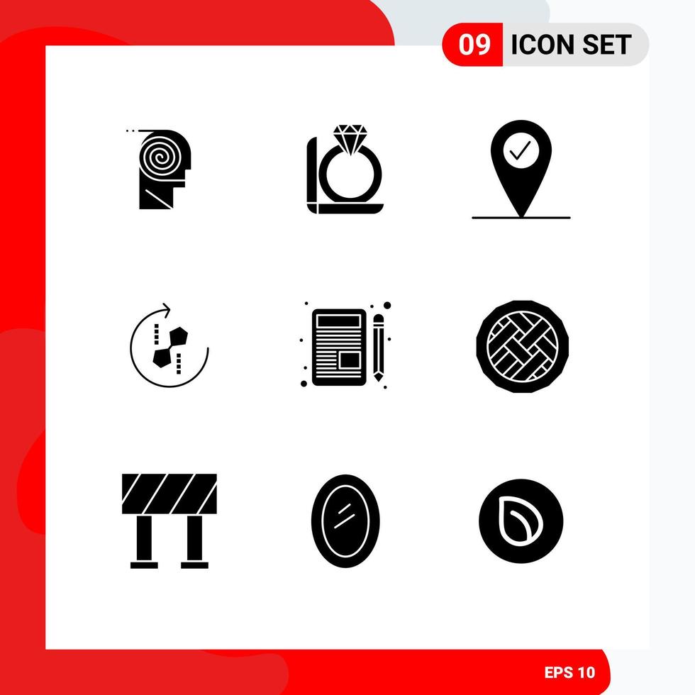 9 Solid Glyph concept for Websites Mobile and Apps write joint box puzzle repeat Editable Vector Design Elements