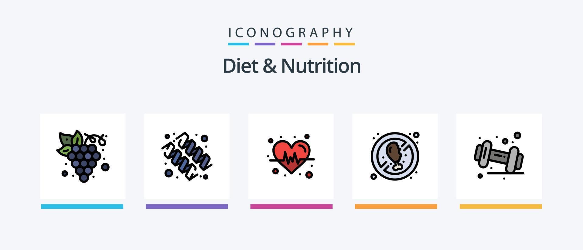 Diet And Nutrition Line Filled 5 Icon Pack Including fat. healthy. nutrition. food. healthy. Creative Icons Design vector