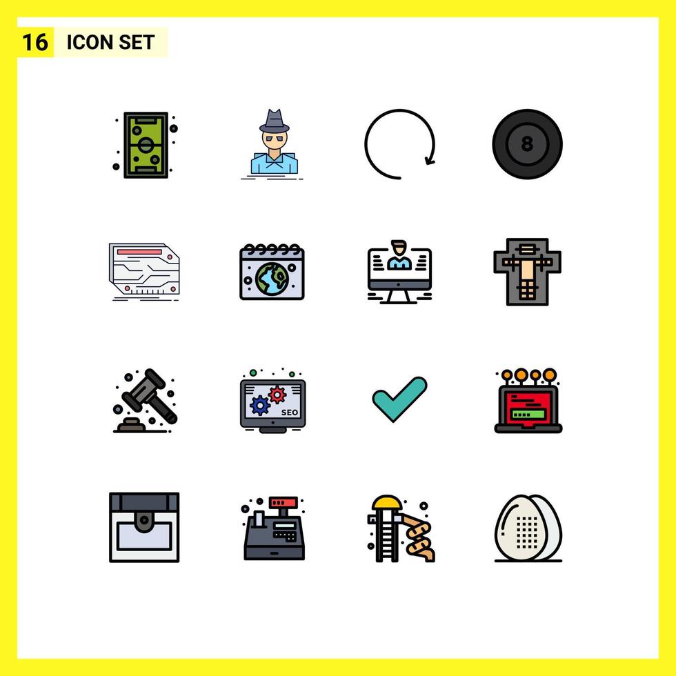 Set of 16 Modern UI Icons Symbols Signs for component sport spy billiard rotate Editable Creative Vector Design Elements