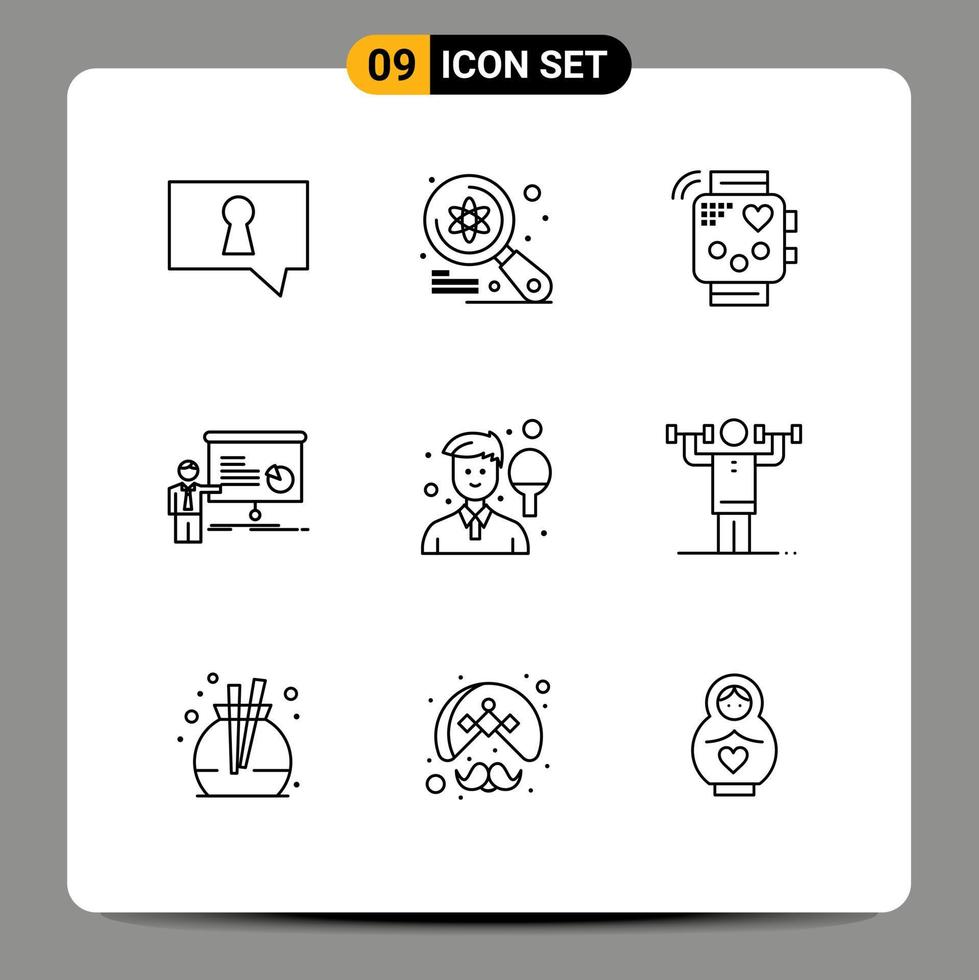 9 Outline concept for Websites Mobile and Apps seminar presentation activity meeting monitoring Editable Vector Design Elements