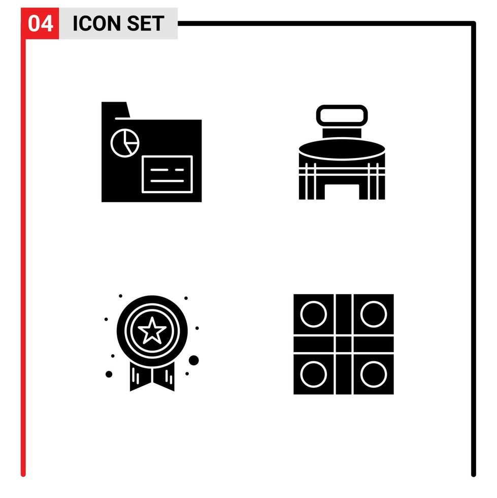 Pictogram Set of 4 Simple Solid Glyphs of business award records game star Editable Vector Design Elements