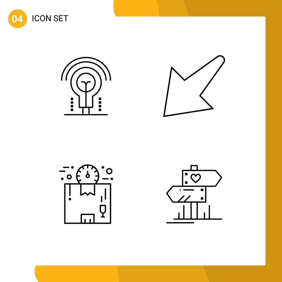 Universal Icon Symbols Group of 4 Modern Filledline Flat Colors of bulb logistics hotel left time Editable Vector Design Elements