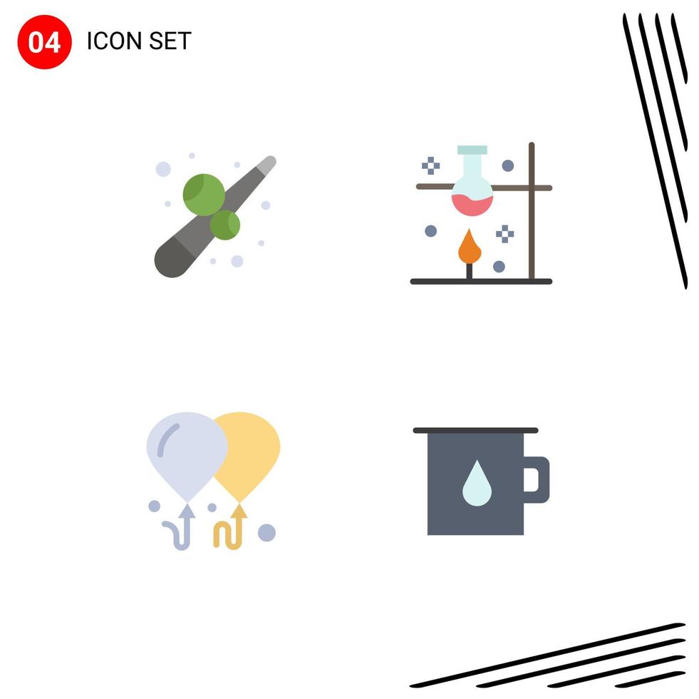 4 Creative Icons Modern Signs and Symbols of billiard balloon play science motivation Editable Vector Design Elements