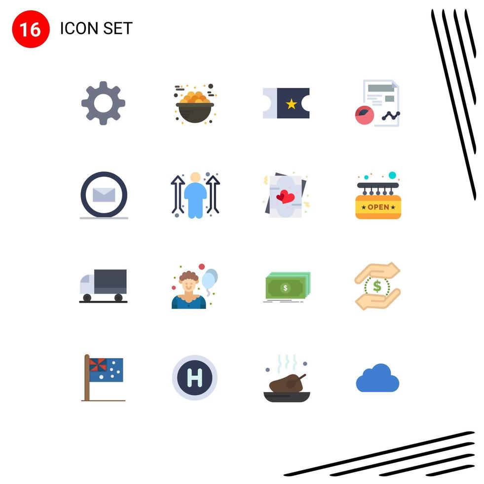 Pictogram Set of 16 Simple Flat Colors of e commerce email movie business profile Editable Pack of Creative Vector Design Elements