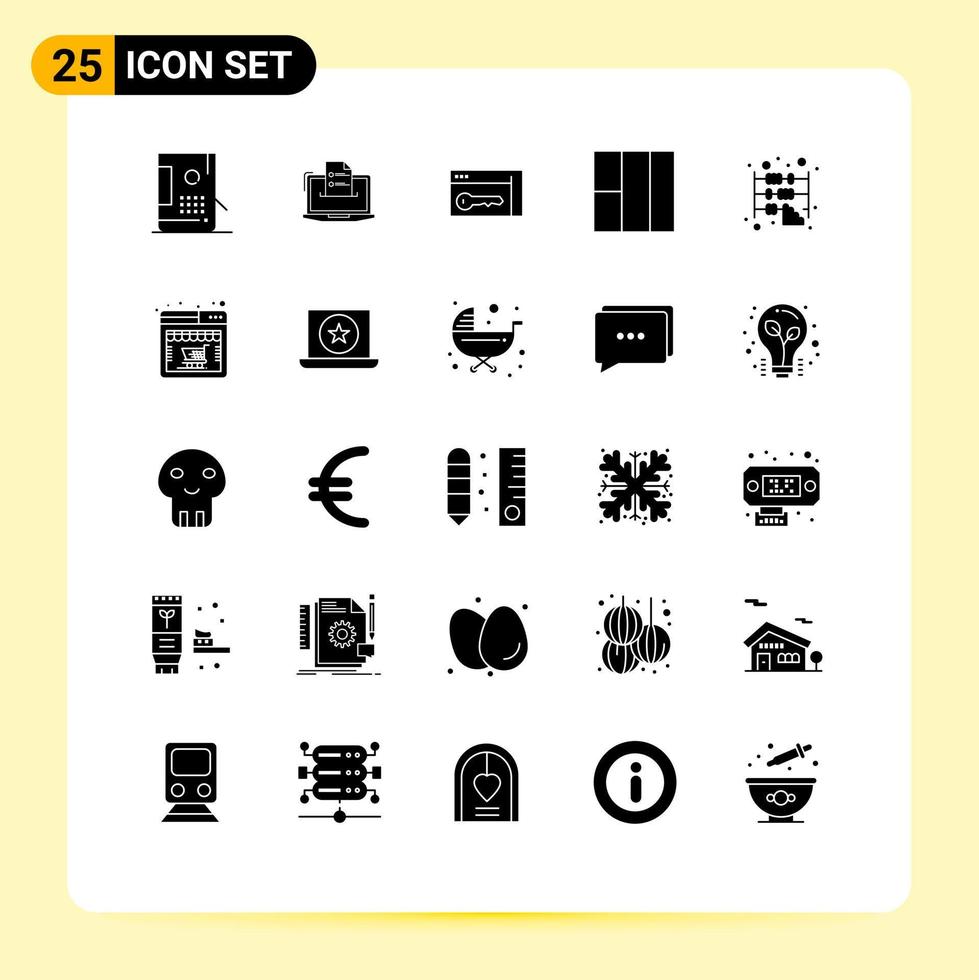 25 Thematic Vector Solid Glyphs and Editable Symbols of layout room online key browser Editable Vector Design Elements