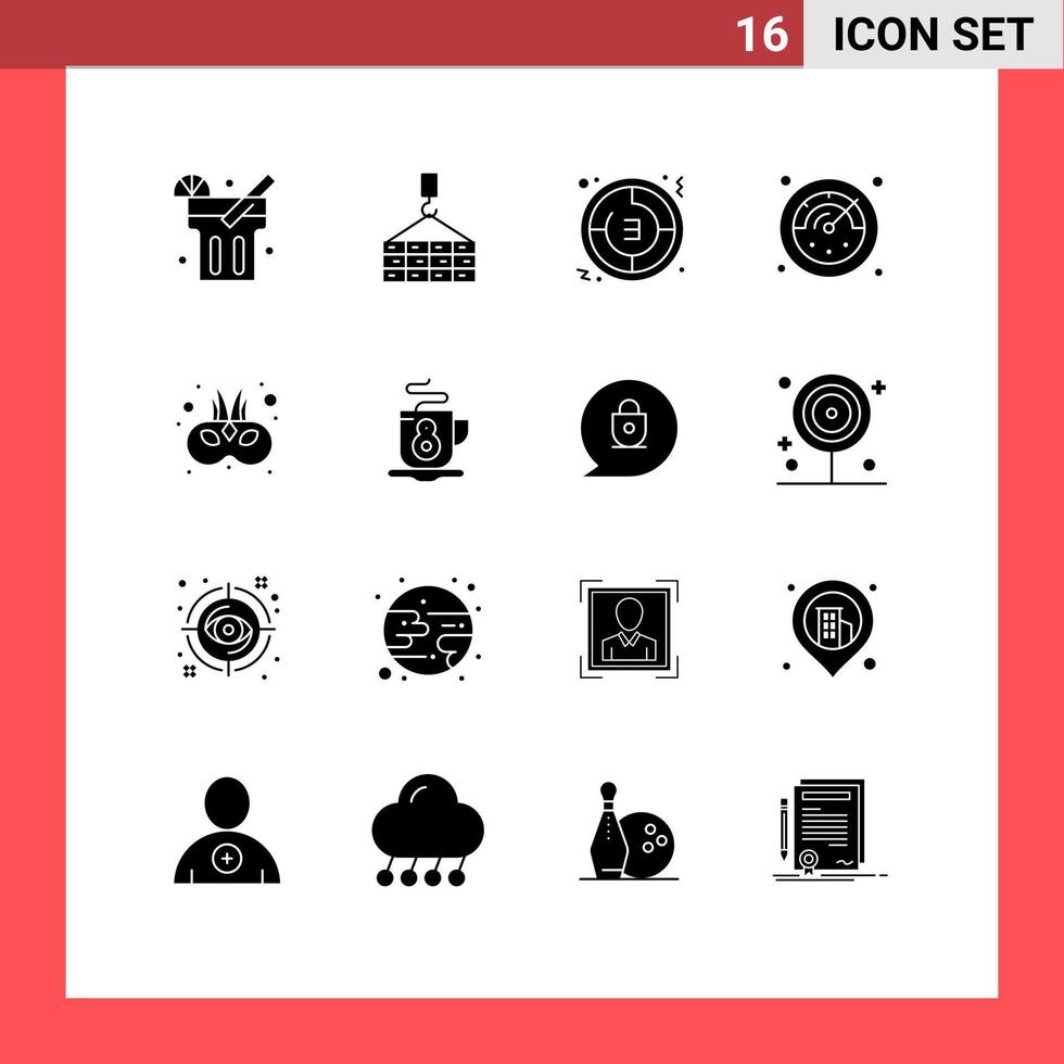 Universal Icon Symbols Group of 16 Modern Solid Glyphs of carnival cinema timer timer deadline Editable Vector Design Elements