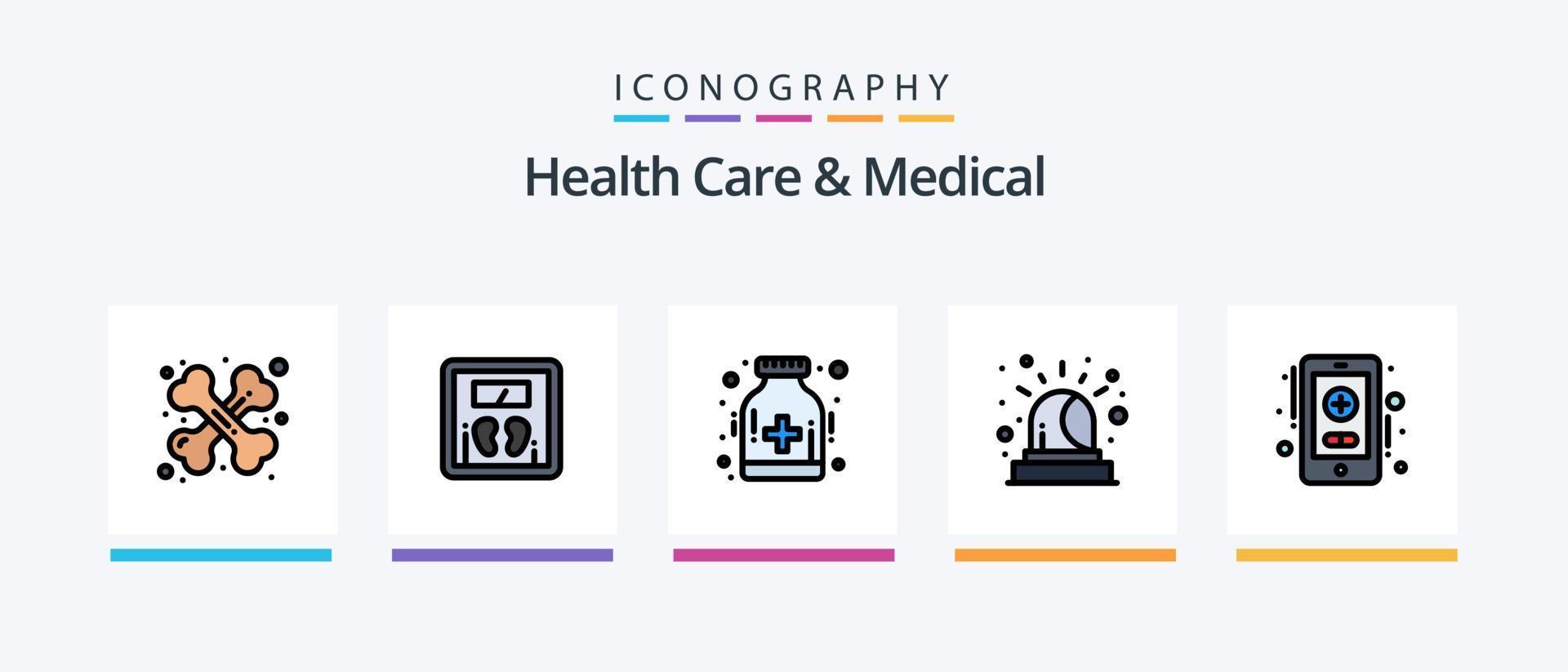 salud cuidado y médico línea lleno 5 5 icono paquete incluso diente. dental. bol. tubos química. creativo íconos diseño vector