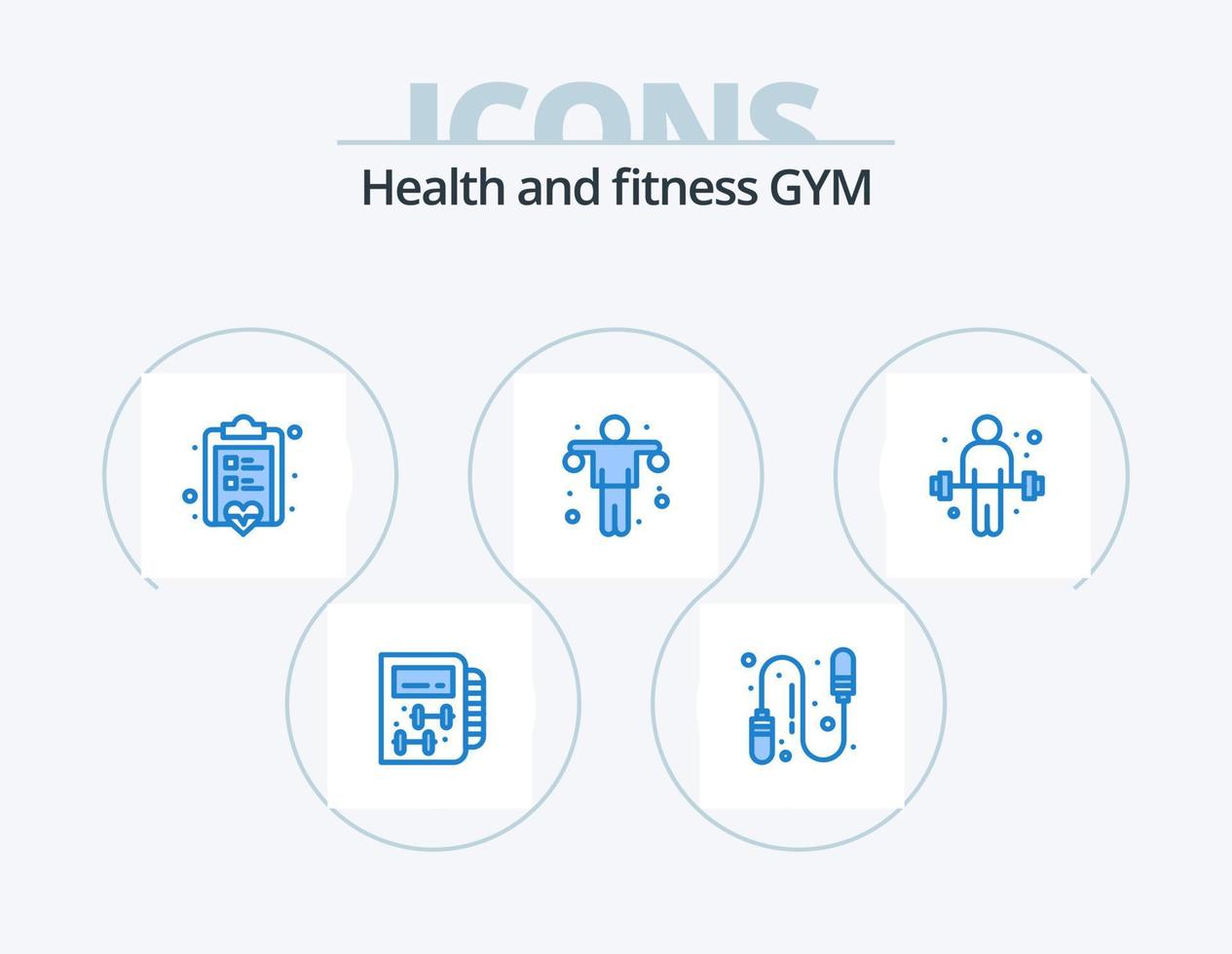 gimnasio azul icono paquete 5 5 icono diseño. deporte. pesa. Lista de Verificación. deporte. ejercicio vector