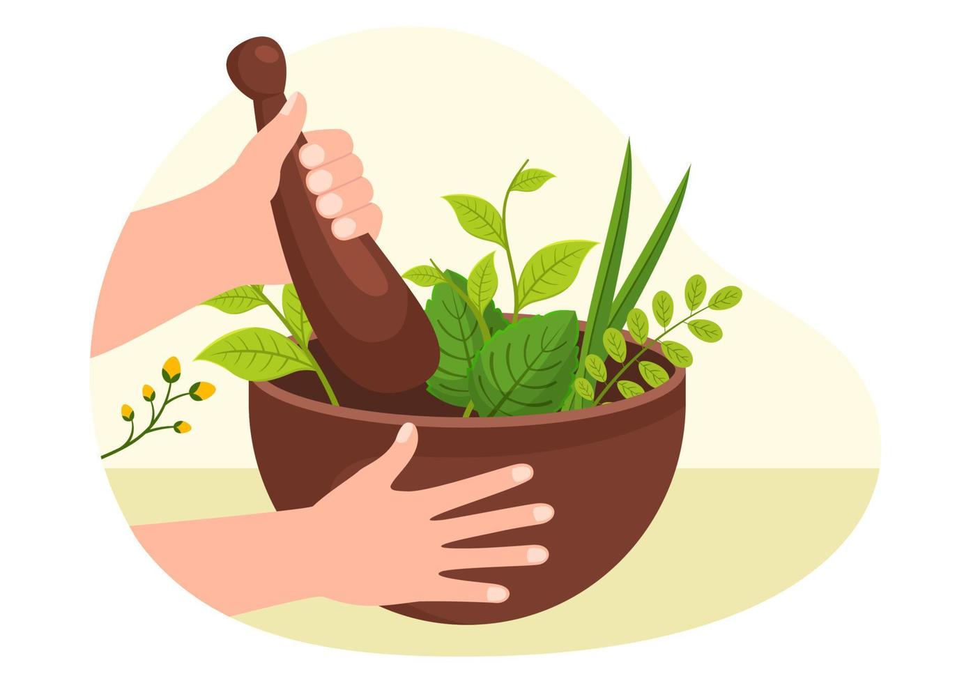Alternative Medicine or Herbal Cure of Energy Therapies with Ginseng Root, Essential Oil and Seeds in Flat Cartoon Hand Drawn Templates Illustration vector