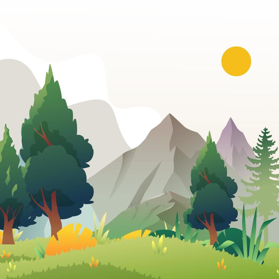 arte de ilustración de paisaje con montaña vector