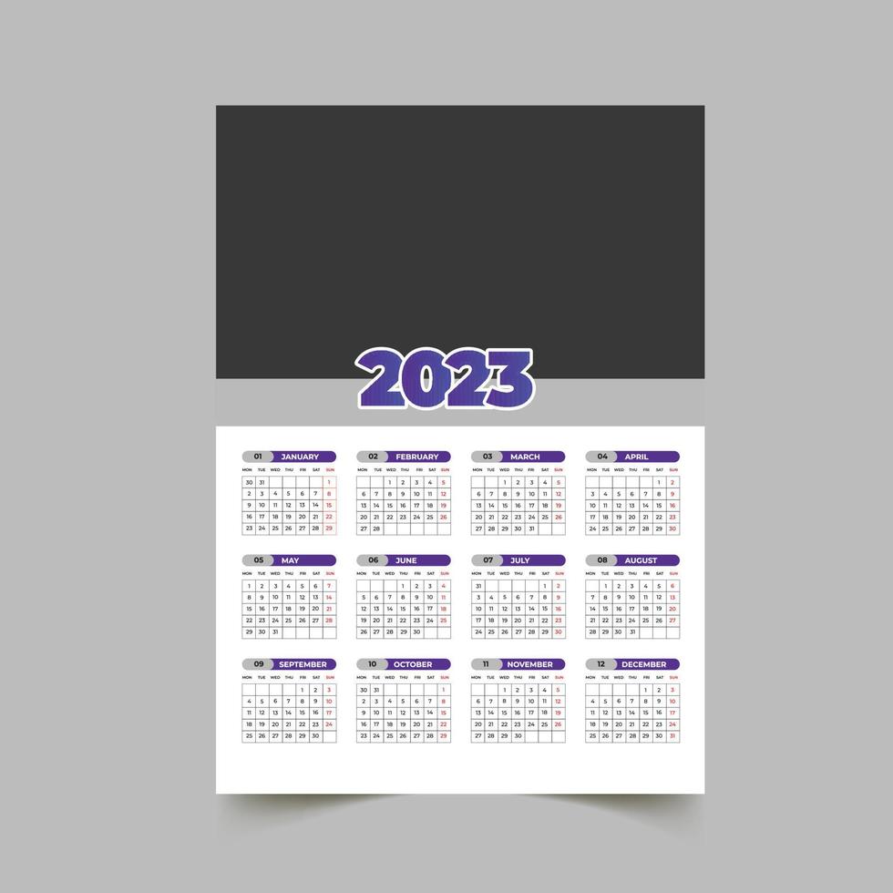 2023 wall calendar design template vector