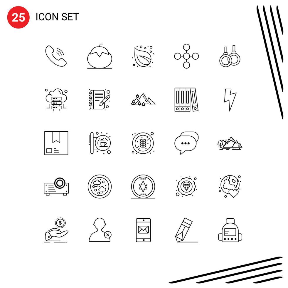 User Interface Pack of 25 Basic Lines of ring share camp network central Editable Vector Design Elements