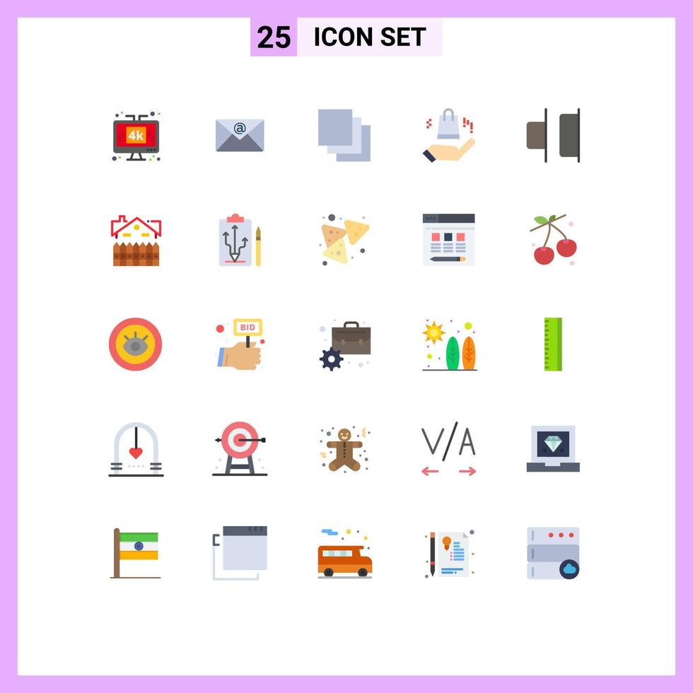 Flat Color Pack of 25 Universal Symbols of apartment horizontal cascade distribute bag Editable Vector Design Elements