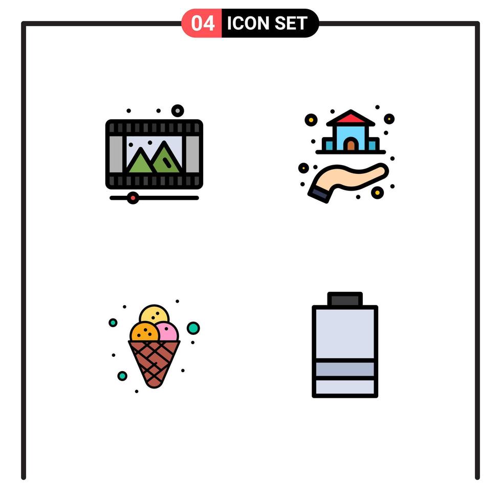 4 Filledline Flat Color concept for Websites Mobile and Apps play cream reel property mardi gras Editable Vector Design Elements