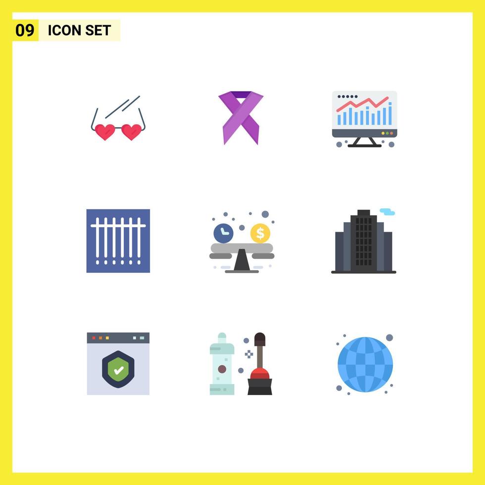 Modern Set of 9 Flat Colors and symbols such as building budget planning computer balance code Editable Vector Design Elements