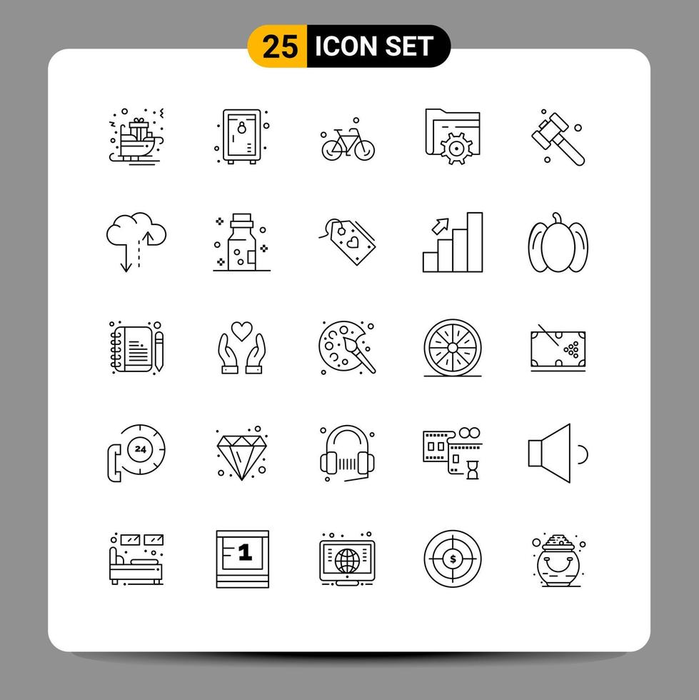 Pictogram Set of 25 Simple Lines of construction gear garden setting spring Editable Vector Design Elements