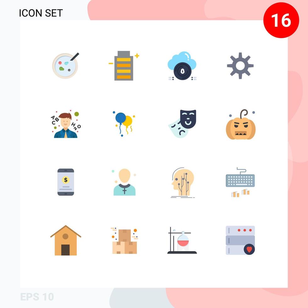 Set of 16 Modern UI Icons Symbols Signs for school wheel safe setting data Editable Pack of Creative Vector Design Elements