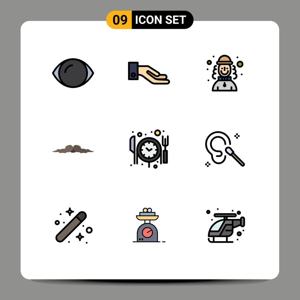 Filledline Flat Color Pack of 9 Universal Symbols of reservation men joker male hipster Editable Vector Design Elements