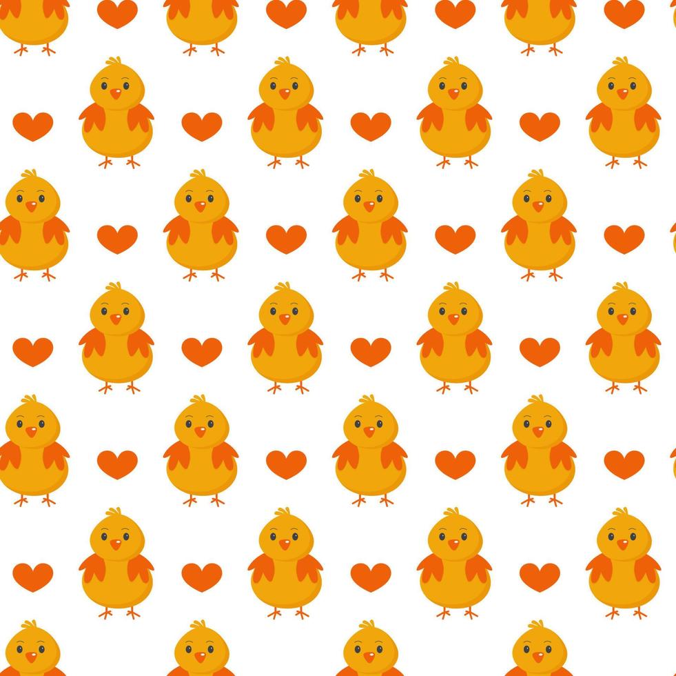 Chickens seamless pattern. Festive vector background for Easter.