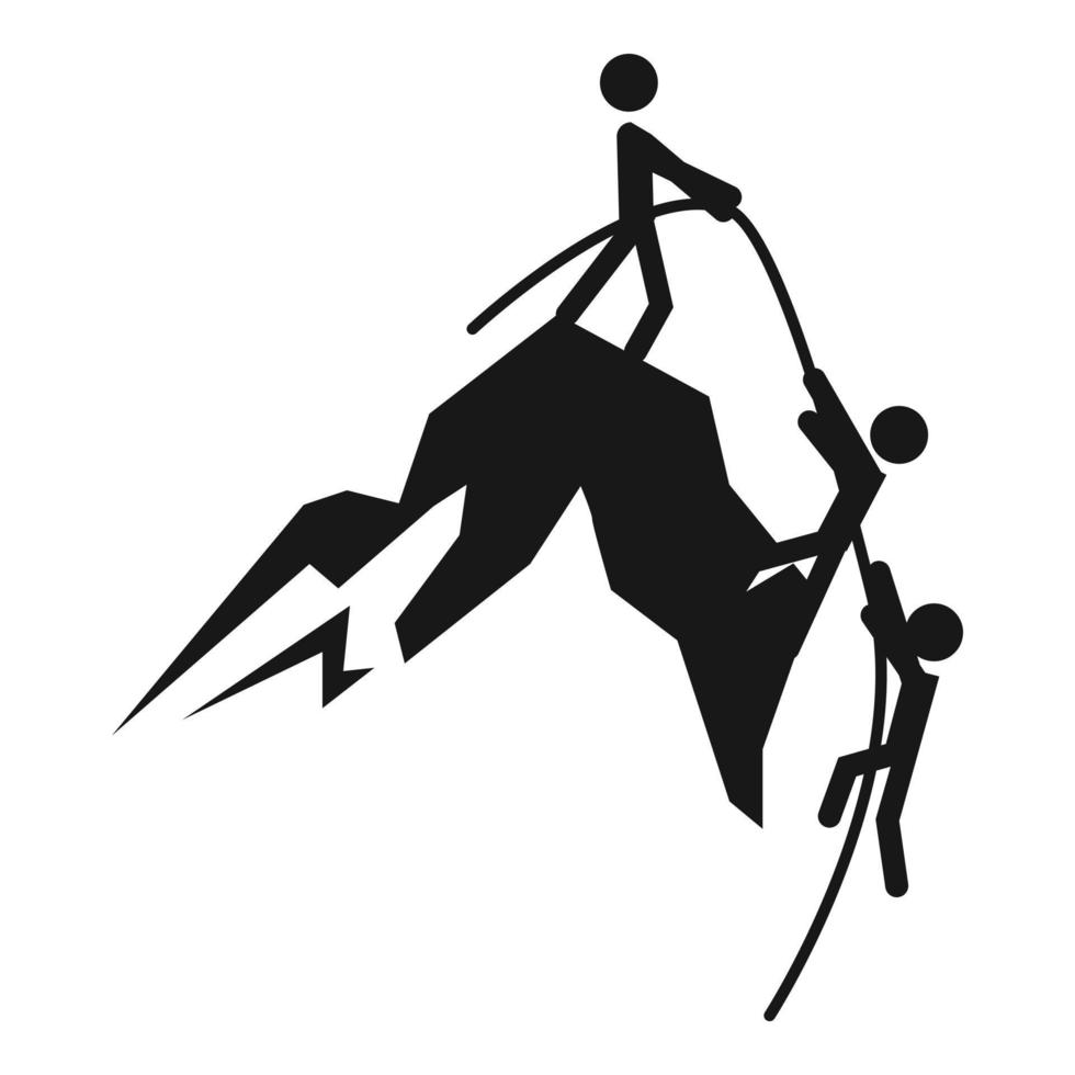 Man help climbing mountain icon, simple style vector
