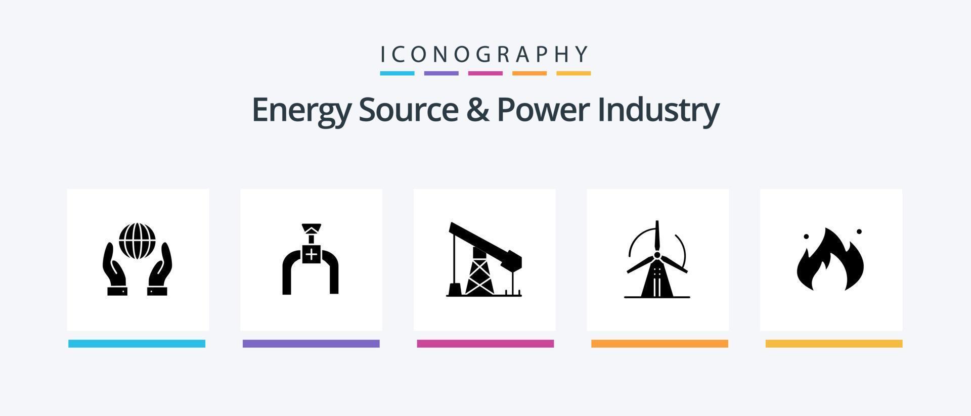 energía fuente y poder industria glifo 5 5 icono paquete incluso industria. fuerza. construcción. energía. turbina. creativo íconos diseño vector