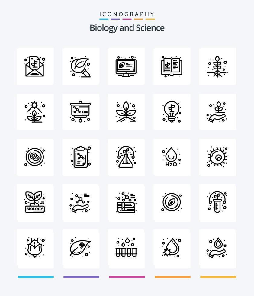 creativo biología 25 contorno icono paquete tal como conocimiento. expandir. buscar. educación. energía vector