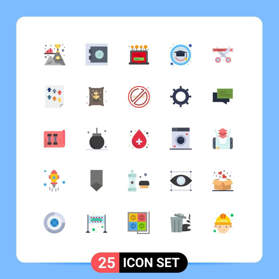 Universal Icon Symbols Group of 25 Modern Flat Colors of opening ceremony laptop business graduation Editable Vector Design Elements
