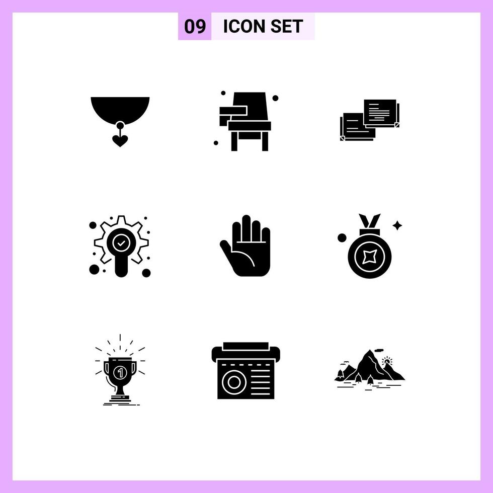 Stock Vector Icon Pack of 9 Line Signs and Symbols for award stop chat check search Editable Vector Design Elements