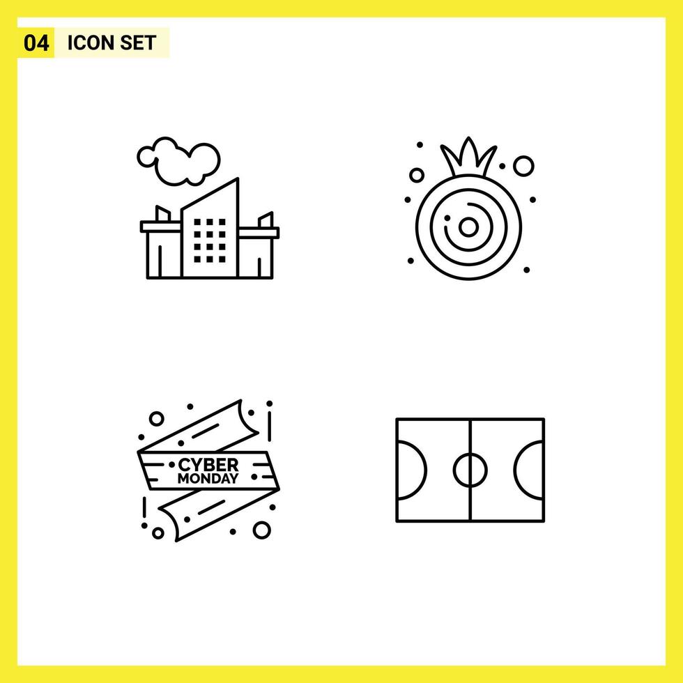 4 Creative Icons Modern Signs and Symbols of factory shop pollution vegetable basket Editable Vector Design Elements