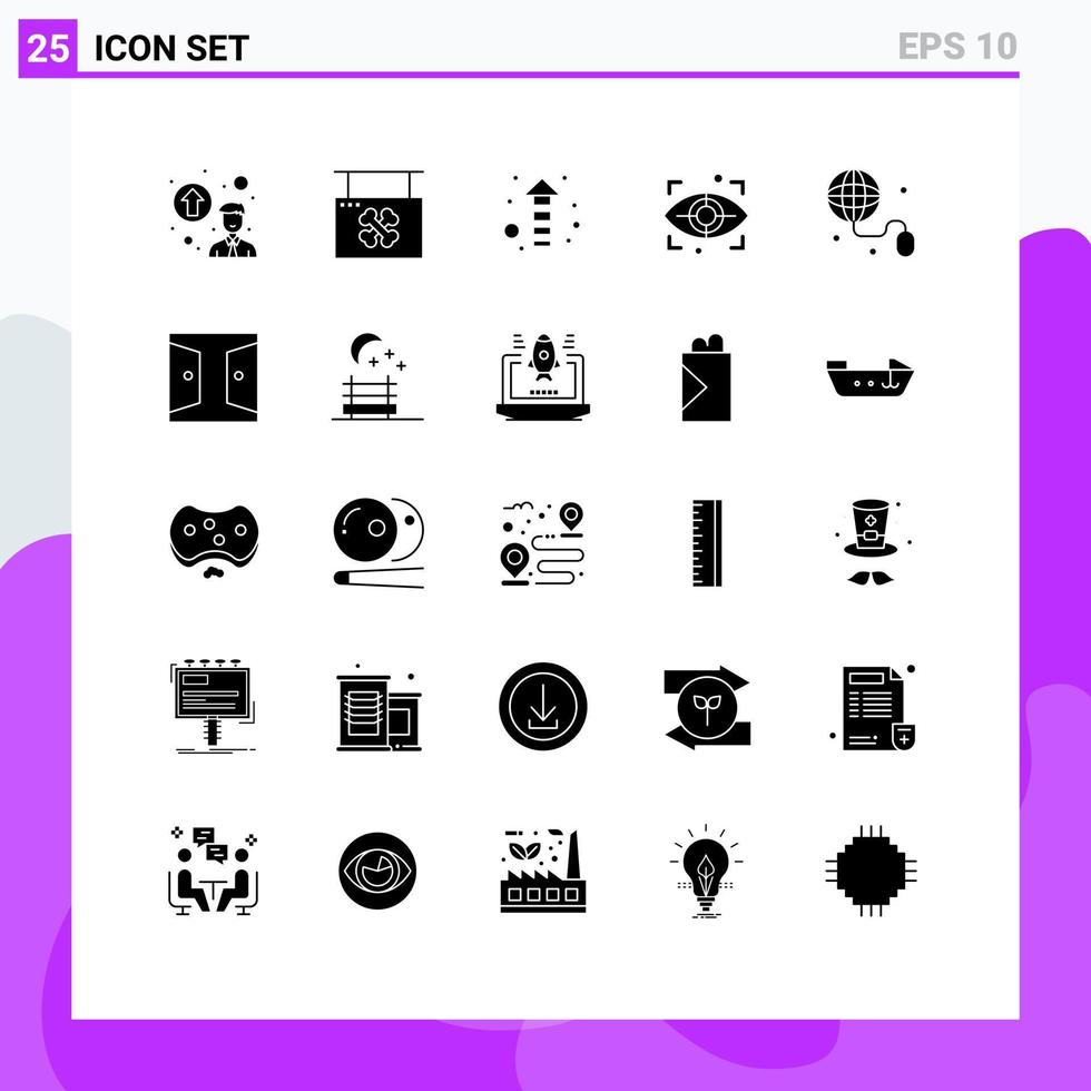 25 Solid Glyph concept for Websites Mobile and Apps buildings internet arrow education scan Editable Vector Design Elements