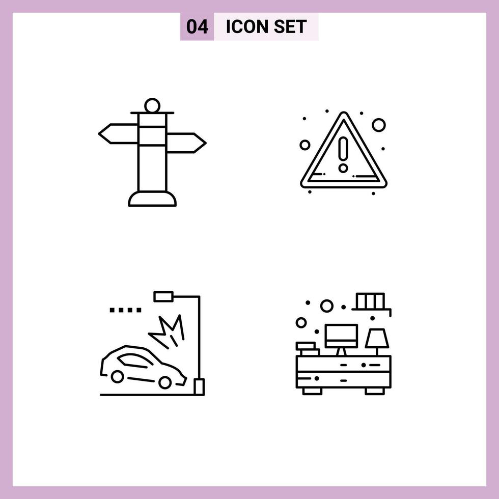 4 4 creativo íconos moderno señales y símbolos de navegación poste de luz alerta accidente cajones editable vector diseño elementos