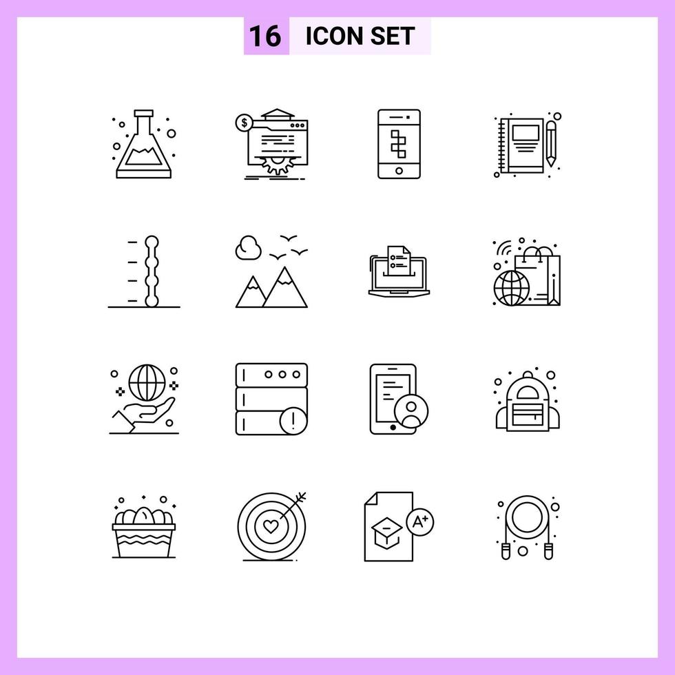 16 Outline concept for Websites Mobile and Apps write pen website note technology Editable Vector Design Elements