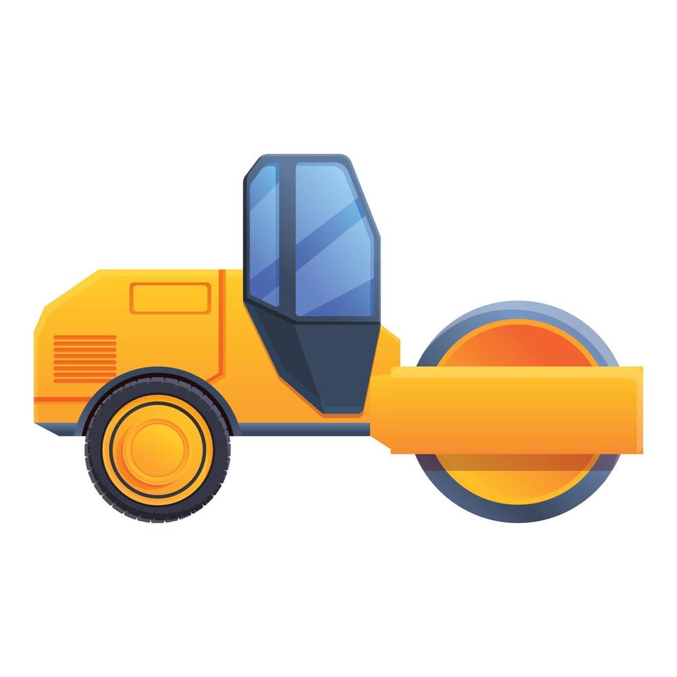 City road roller icon, cartoon style vector