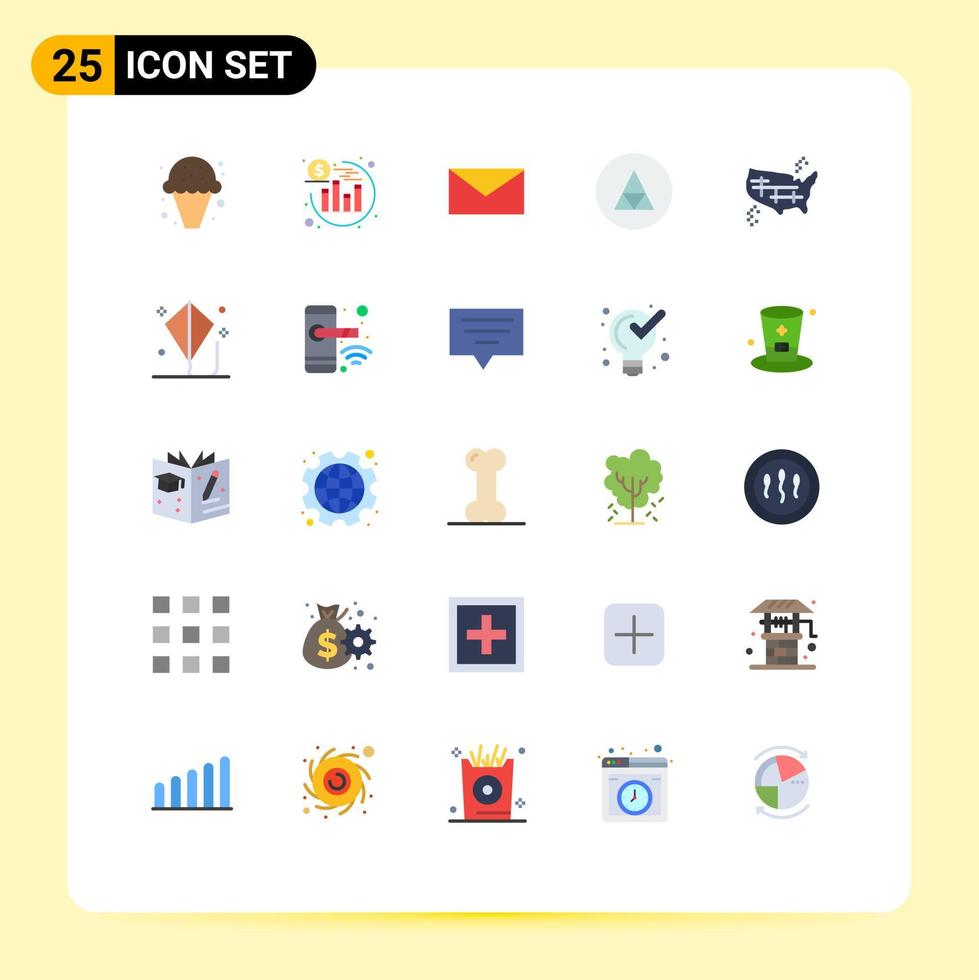 Pack of 25 creative Flat Colors of map symbols mail symbolism rune Editable Vector Design Elements