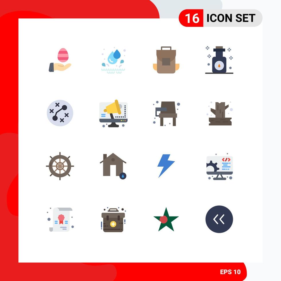 Modern Set of 16 Flat Colors Pictograph of infection bacteria multimedia spa massage Editable Pack of Creative Vector Design Elements