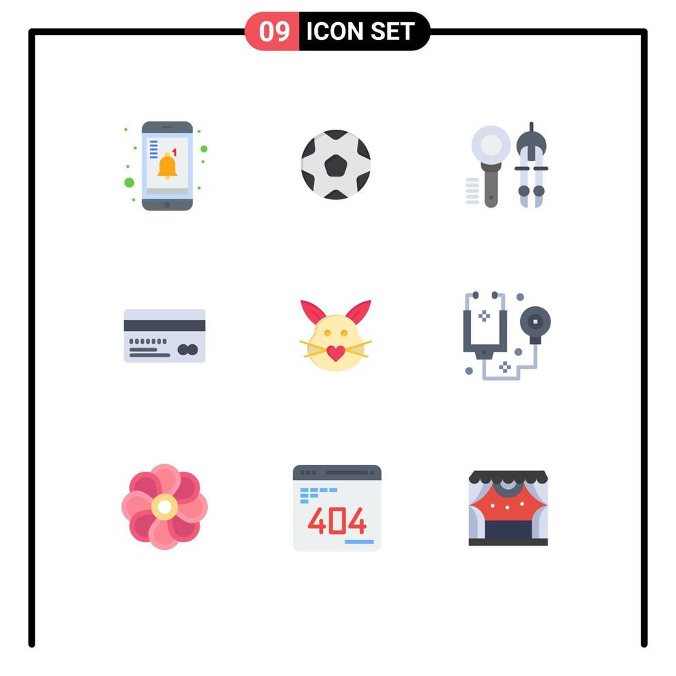 User Interface Pack of 9 Basic Flat Colors of rabbit back design credit card credit Editable Vector Design Elements