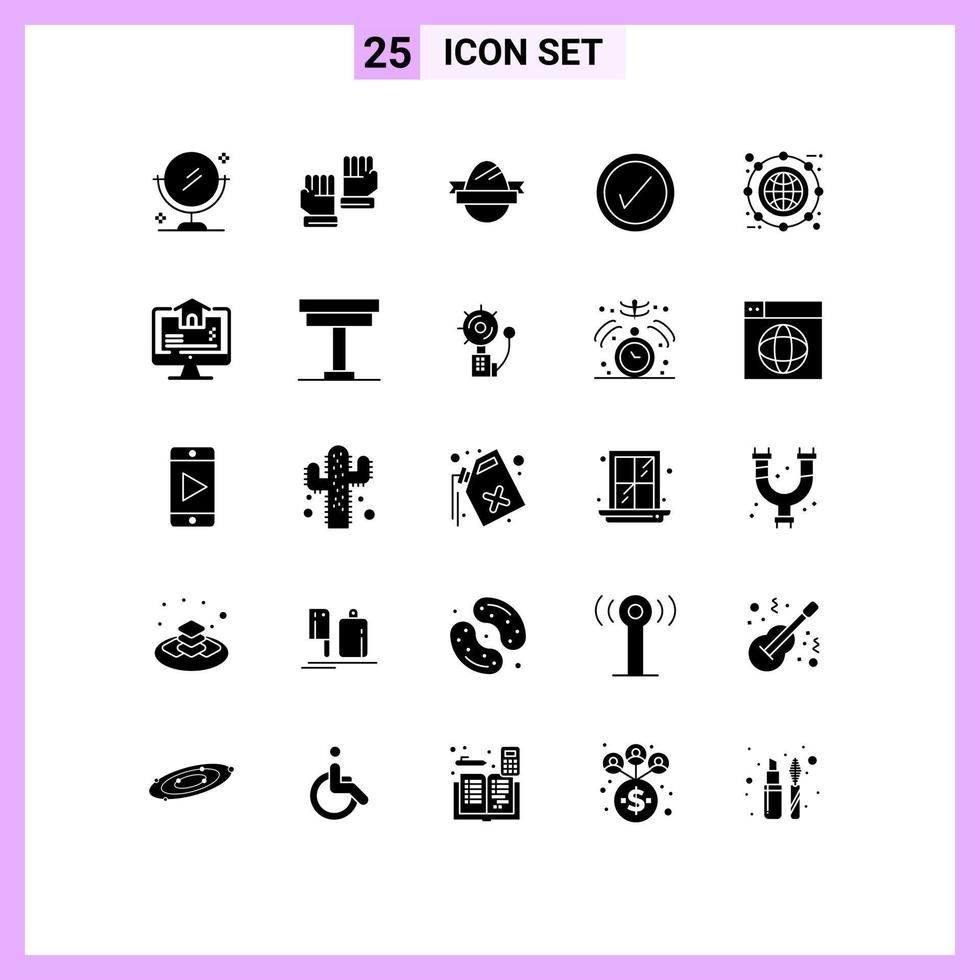 Set of 25 Commercial Solid Glyphs pack for expand archive egg globe interface Editable Vector Design Elements