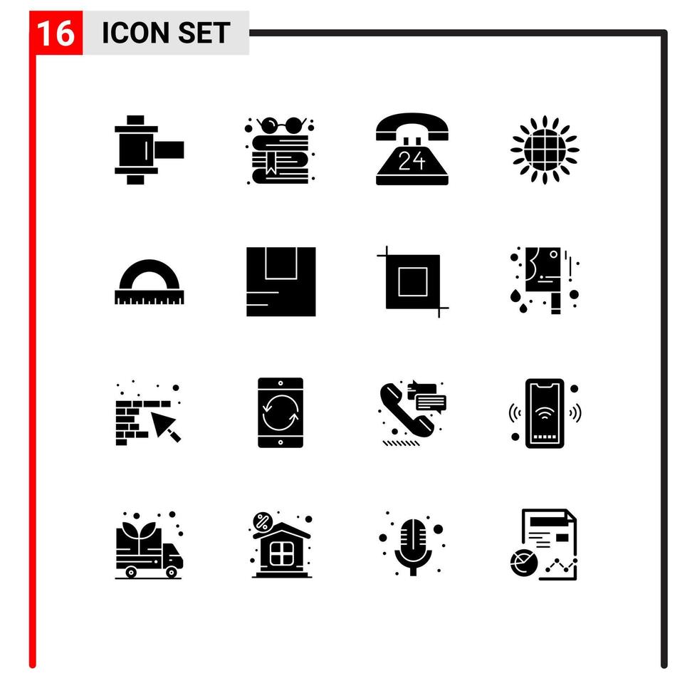 16 User Interface Solid Glyph Pack of modern Signs and Symbols of construction vegetables call thanksgiving harvest Editable Vector Design Elements
