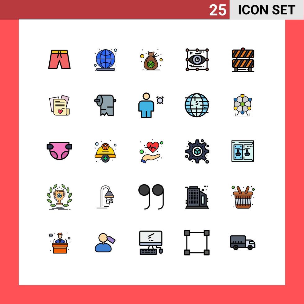 Modern Set of 25 Filled line Flat Colors and symbols such as barrier look bag eye art Editable Vector Design Elements