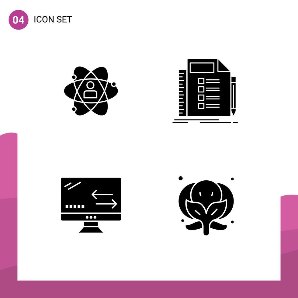 Modern Set of 4 Solid Glyphs Pictograph of development plan person talent task Editable Vector Design Elements