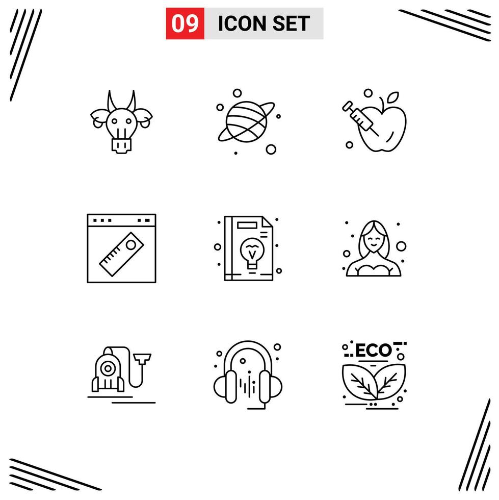 User Interface Pack of 9 Basic Outlines of education website apple web ...